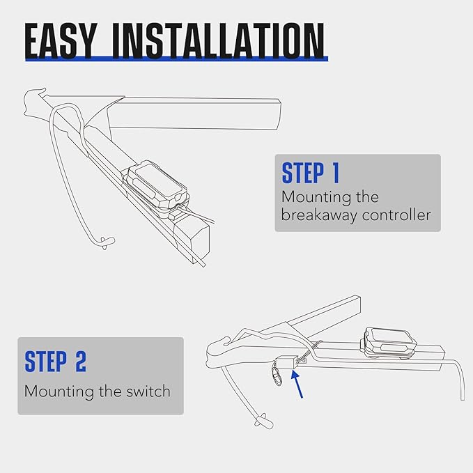 ATEM POWER Trailer Brake Controller Kit with Switch 12V 3AH LifePO4 Lithium Battery Trailer Breakaway Kit Brake Controller Bulit-in Solar Panel LED Indicator Break Away System for Trailer Caravan IP65