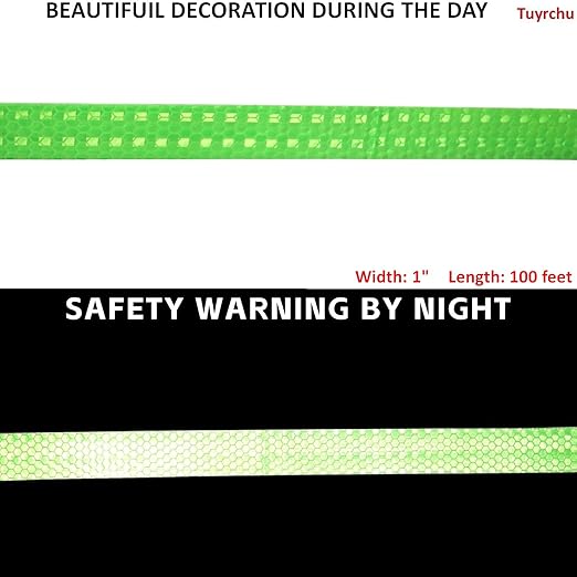 Green Reflective Tape Outdoor Waterproof 1 inch Wide for Truck, High Visibility Safety Warning Adhesive Stickers Strips (166 feet)