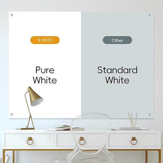 Glass Whiteboard - Glass Dry Erase Board 36" x 24" Magnetic Pure White Board Glass Writing Board White Boards for Walls Wall Office Home