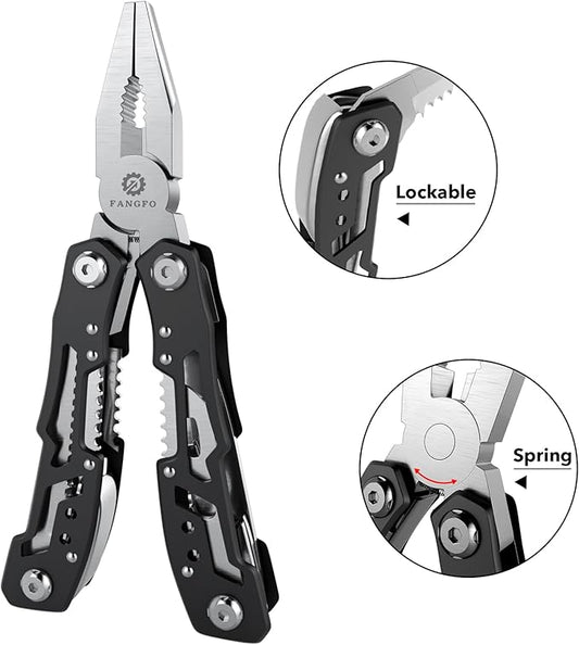 14-In-1 Multitool with Safety Locking, Professional Stainless Steel Multitool Pliers Pocket Knife, Bottle Opener, Screwdriver with Nylon Sheath ,Apply to Survival,Camping, Hunting and Hiking 10 Pcs