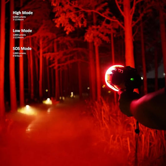 GOODSMANN Rechargeable Marine Spotlight up to 6000 Lumen Portable Handheld Spot Light Waterproof Searchlight 70W Hunting Work Flashlight with USB Adapter Car Charger EVA Carrying Case Red Lens Filter
