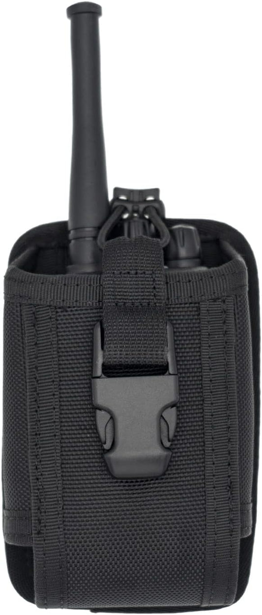 Compact Radio Holster Two Ways Radio Pouch for Duty Belt Vest Universal Walkie Talkies Holder Carrier Tactical Nylon Case Carry Bag for Police LE Security Safety Firefighter Rescue Outdoor