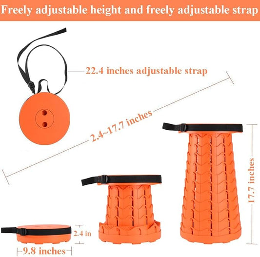 Fishboy Upgraded Collapsible Stool, 400lbs Max Weight, Lightweight But Sturdy, Portable Retractable Folding Telescoping Foldable Camping Stool for Adults Outdoor Fishing Hiking Gardening Travel BBQ