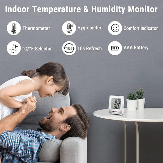 ThermoPro TP49 3 Pieces Digital Hygrometer Indoor Thermometer Humidity Meter Mini Hygrometer with Temperature and Humidity Monitor Outdoor and Room Thermometer Weather Station