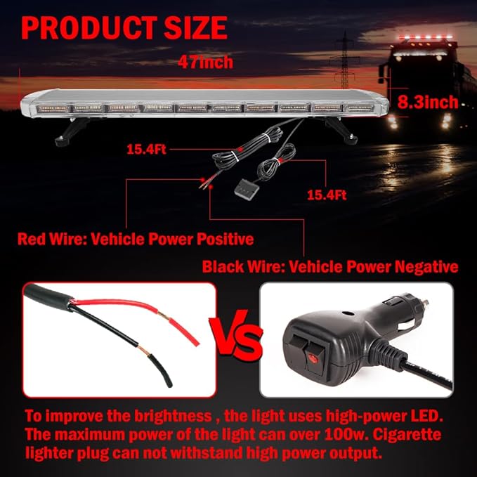 ASPL 46 inch 220 LED Rooftop Low Profile Strobe Light Bar Emergency Warning Beacon Car Hazard Flashing Construction Roof Lights Bars for Trucks Tow Automotive Construction Vehicle (Red/White
