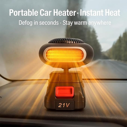 Battery Powered Space Heater, 2026 New Battery Operated Heater for Indoors Car, Portable Car Window Defroster with Anti Tilt Design, Long Lasting Heating & Quiet Operating for Cars Office (1*Battery)