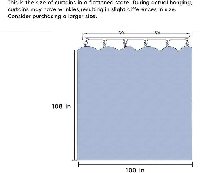 Room Divider Ceiling Mounted Curtains Track Sets Extra Wide Blackout Curtain Flexible Tracks for Bedroom Privacy Partition Separator, 1 Panel White Drape and White Rail, W8.3 x H9ft