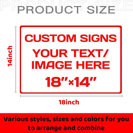 Custom Aluminum Weatherproof Metal Signs - Multiple Sizes, Personalized Text & Picture, Horizontal Traffic Regulation & Hazard Signs