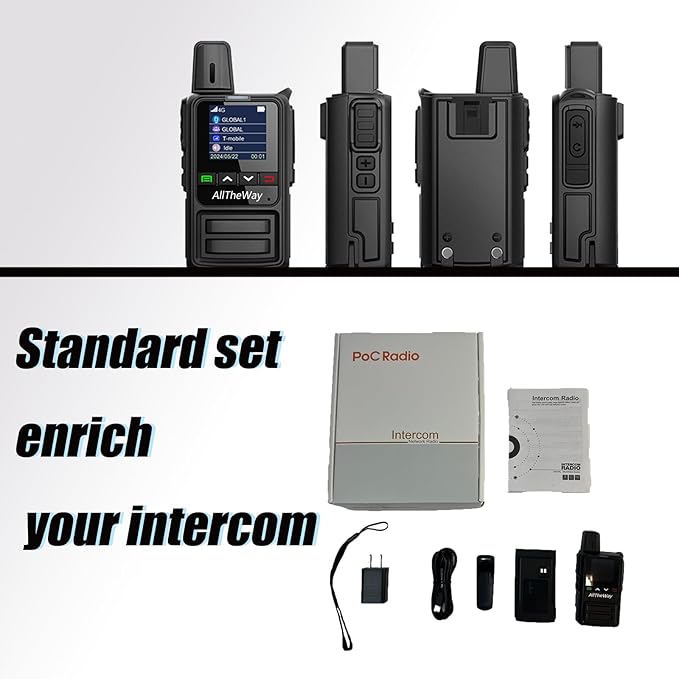 Lifetime Free 4G LTE Walkie Talkie - Unlimited Range Two-Way Radio, Admin Group Control, PTT Button, Requires SIM Card for Team Communication (K360-Black-4)