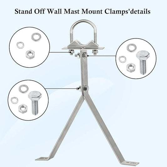 XRDS-RF Antenna Wall Mount 16 Inch Heavy-Duty Stand Off Wall Mast Mount Windproof Antenna Mounting Bracket for TV Antenna Mast (2-Leg + 2-Leg)