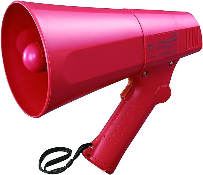 TOA Electronics ER-520S Hand Grip Type Megaphone with Siren, Red; 6 to 10W Max Output; Durable ABS Resin Construction; 10-Hour Battery Life