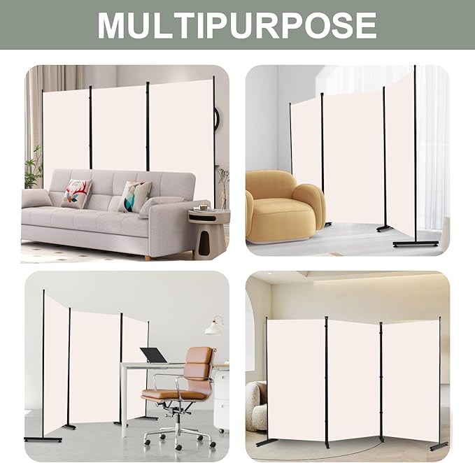 Room Divider 6FT Single Panel Privacy Screen, 102'' Wide Fabric Indoor Room Divider Wall Divider for Room Separation, Portable Room Partitions and Dividers Freestanding Temporary Wall Room Separators