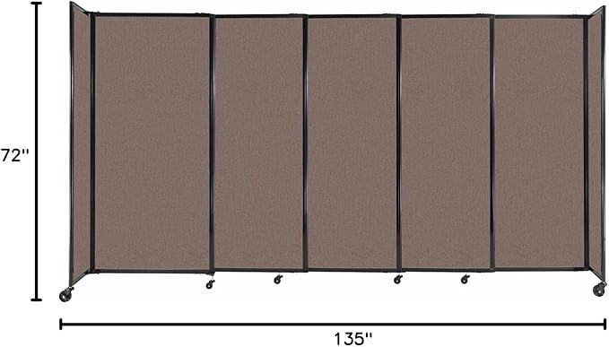 Versare Straightwall Sliding Portable Wall Partition | Freestanding Office Dividers | Locking Wheels | Temporary Room Separator | 11'3'' Wide x 6' Tall Latte Fabric Panels
