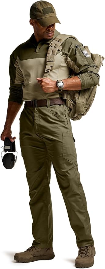 CQR Men's Combat Shirt Tactical 1/4 Zip Long Sleeve Military BDU Shirts Camo EDC Top with Pockets