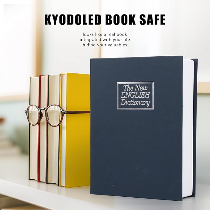 KYODOLED 10.5Inch Diversion Book Safe with Combination Lock, Extra Large Safe Secret Hidden Metal Lock Box,Money Hiding Box,Collection Box,10.5" x 7.8" x 2.6" Navy Blue Extra Large