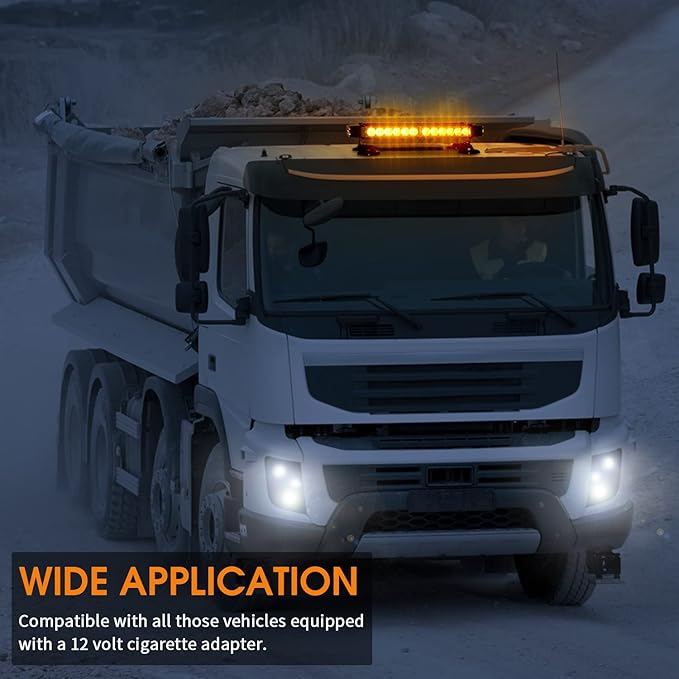 LINKITOM Roof Top LED Strobe Light Bar -Double Side Amber 30 LED Emergency Hazard Safety Warning Flashing Beacon Lighting Bar with Magnetic Base for Snow Plow, Trucks, Construction Vehicles