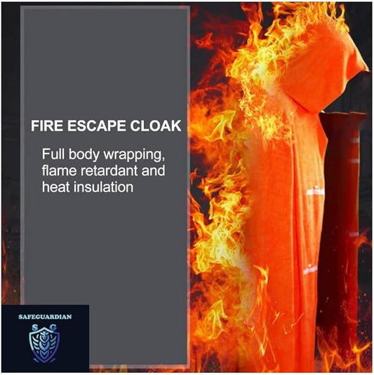Fireproof Blanket Fire Cloak | Hooded Fire Blanket | Emergency Fire Blankets For Full Body | Emergency Fire Escape Hooded Cape with Reflective Strips | Heat Resistant Up to 1100°F | 65*61