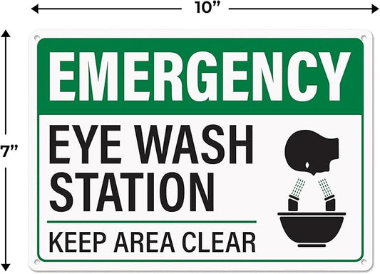 Emergency Eye Wash Station Keep Area Clear Sign 10x7 Inch | Rust-Free Aluminum Eye Wash Station, Durable Safety Sign with Pre-Drilled Mounting Holes