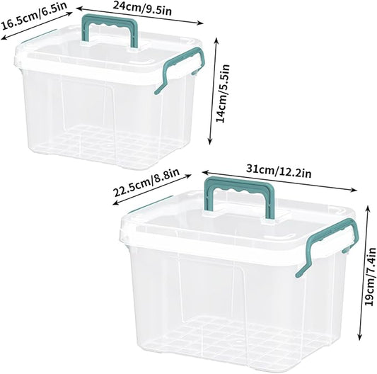 2-Pack Clear Plastic Medicine Storage Organizer & First Aid Box – Multi-Layer Medicine Storage Box, Durable Medicine Organizer, Clear Medicine Storage Box for Home, Office & Travel