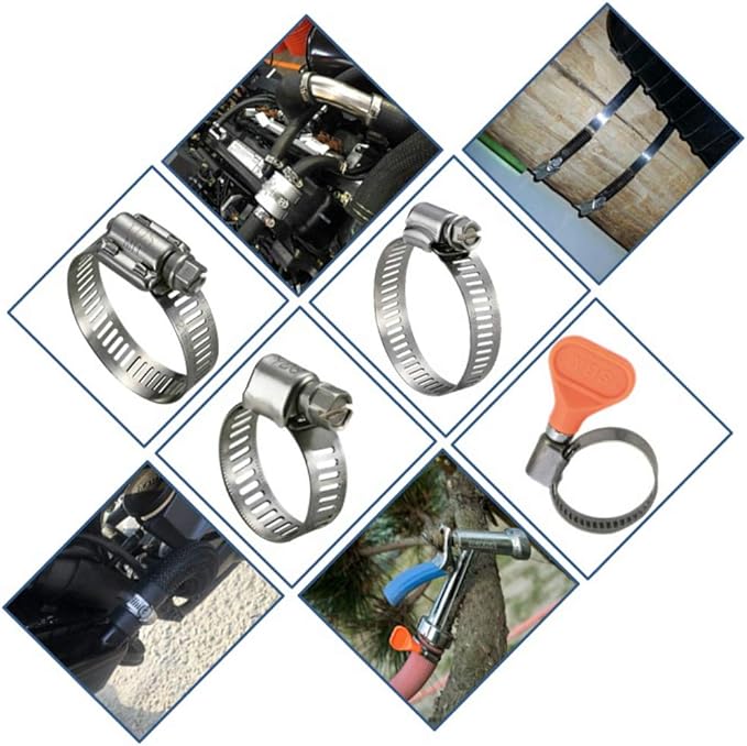 YDS All 300 Grade Stainless Steel Mini Hose Clamp, Worm-Drive, SAE Size 4, 5/16" to 5/8" Diameter Range, 0.35 Bandwidth (Pack of 10)
