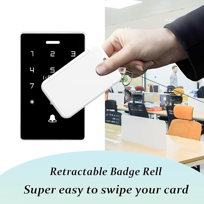 White ID Badge Holder Lanyards for ID Badge Reel Retractable Heavy Duty Lanyard with ID Holder Office Essentials for Men Clip ID Card Holder for Teacher Women Work Office