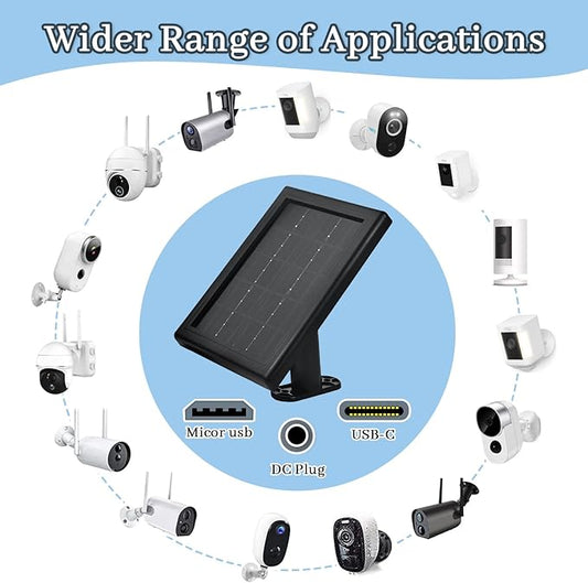 Ring Camera Solar Panel Charger, 5V 3.5W Solar Charger Compatible with Ring Spotlight Cam/Stick Up Cam Battery Outdoor Wireless Surveillance Camera, 16.4ft Cable (Black, 1 Pack)
