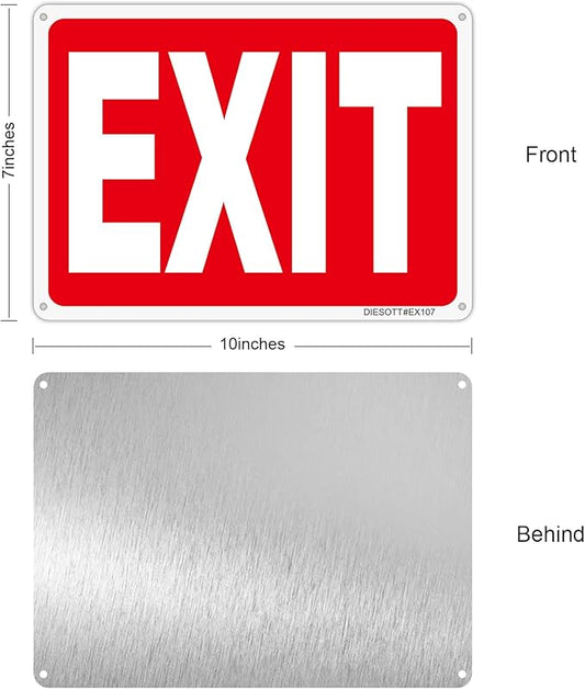 Exit Sign, 2 Pack 10x7 Inches Aluminum Exit Signs, Reflective, UV Protected, Durable, Weatherproof, Easy to Install, Indoor/Outdoor Use