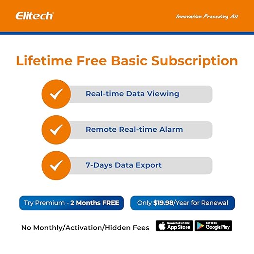 Elitech WiFi 5G/2.4G Digital Temperature Data Logger Remote Real-Time Temperature Monitor Cloud Data Storage SMS/Email/APP/Web Alarm, Dual External Temp Probe 16.4ft, RCW-800W-TDE-5PACK(-40~176℉)