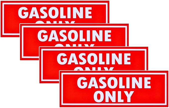 4PCS Gasoline Only Vinyl Sticker for Cars Trucks Fuel Caps Durable Weather Resistant Easy to Apply 2 Inch x 6 Inch