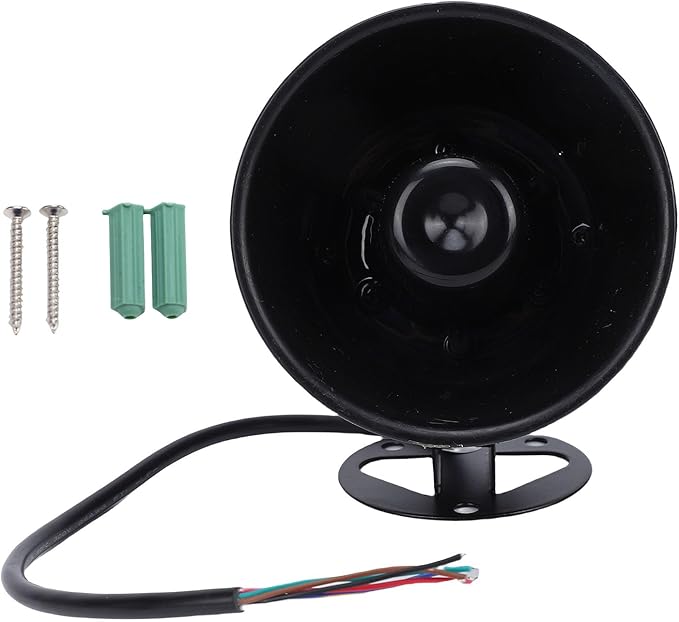 Sanpyl Alarm Horn Siren PA Speaker, 120dB 15W 8 Sound Loud Car Siren Vehicle Horn Hooter / Ambulance / Boat / Traffic Sound, Black