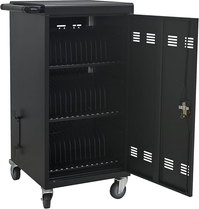 45 Devices Laptop Charging Cart,Tablet Storage Carts for pad Up to 16.3" Screen Size, Classroom Computer Mobile Charging Station for Pads, Chromebooks,Laptops, Security Storage(45 Bay-Black)