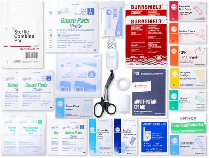 MFASCO Restaurant 2021 OSHA Compliant Class A First Aid Kit - Metal Box for Food Trucks & Catering - Carry or Mount - Easy Maintenance & Refill - Great for Restaurant & Industrial Settings - 283 Pcs