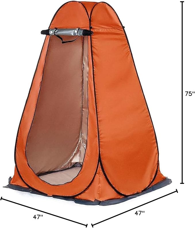 Portable Pop Up Privacy Shower Tent - Spacious Changing Room - Portable Outdoor Camping Bathroom Toilet Changing Dressing Room Sun Sunshade Canopy Outdoor Rain Shelter Hiking, Beach, Toilet (Orange)