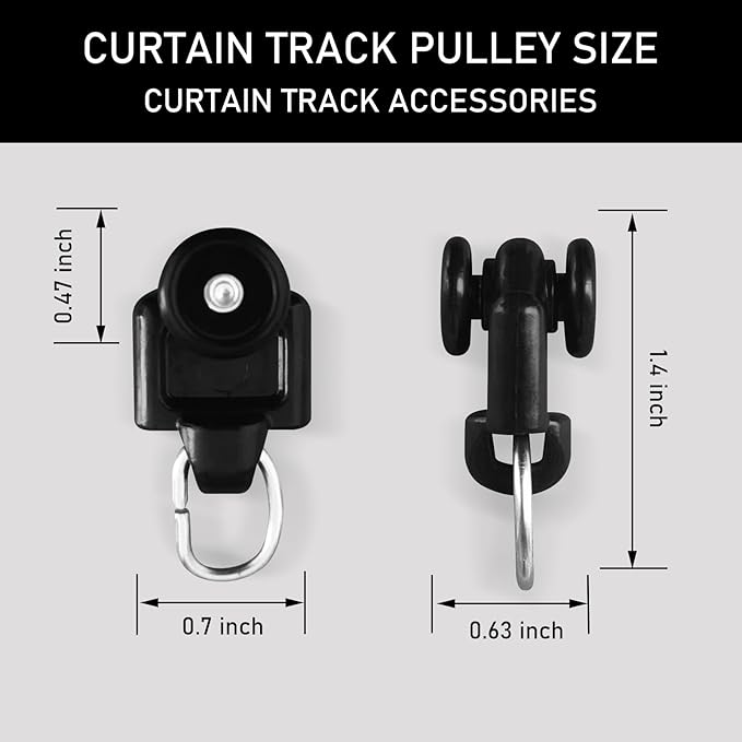 Curtain Tracks Ceiling Wall Mounted Heavy-Duty Curtains Rails Room Divider Curtain Track for Living Room Bedroom Room Shower Divider Special Pulley Black 20PCS