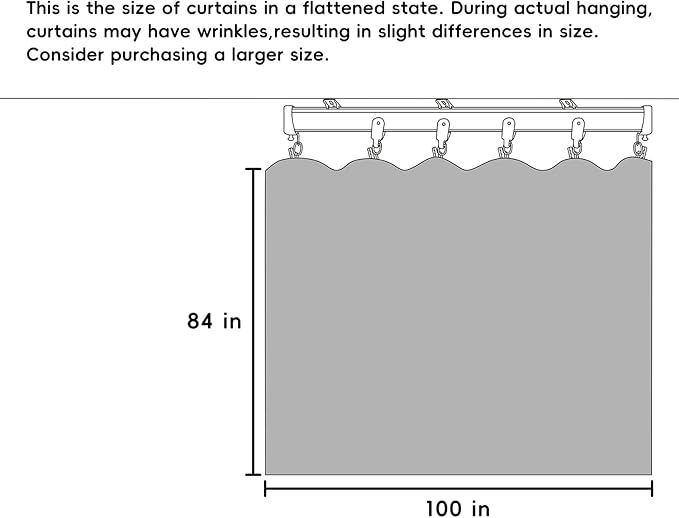 Room Divider Curtains Blackout Ceiling Track Curtain with Hook Wall Mount Sliding Door Curtains Ceiling Mount Extra Wide Curtain Wall Divider for Room Separation (Beige, W100 x H84 Inch)