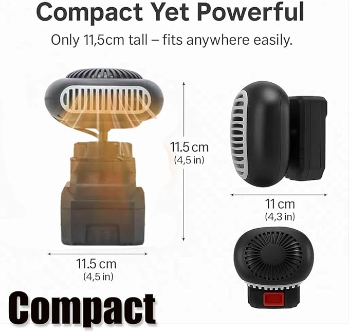 Battery Operated Space Heater - Battery Powered Heater for Camping, 360° Rotation 2 Heat Settings Anti-Tilt Car Defroster, for Car Indoor Use (1500mAh Batt*1)