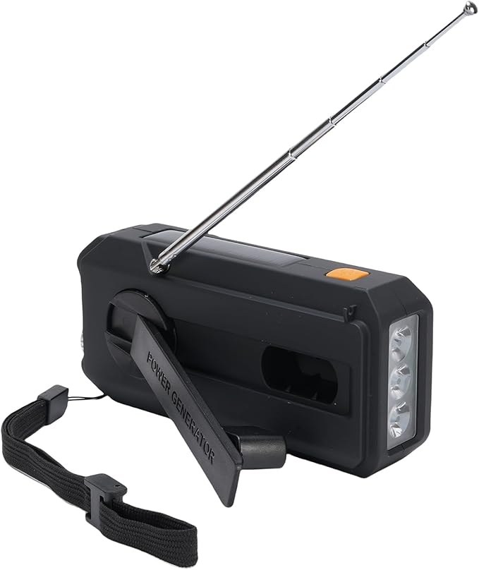 FTVOGUE Emergency Radio AM FM WB with Hand Crank Solar Charging 2000mAh Battery LED Flashlight SOS Alert for Outdoor Emergency and Power Outage