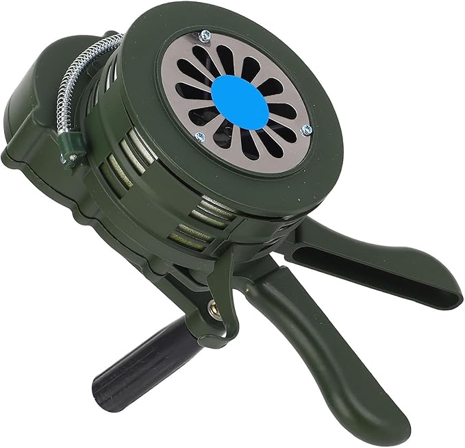 WALFRONT Manual Operated Hand Crank Siren Horn, Aluminum Alloy, 110dB Loud Alarm, Portable for Factories, Homes, Schools, Oil Depots
