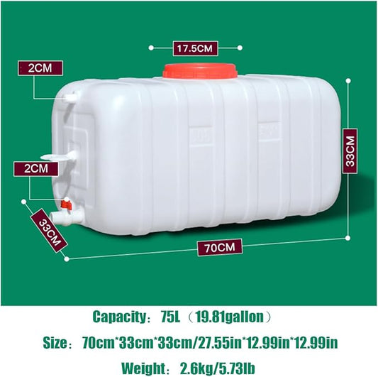 Food Grade Water Carrier 45L/75L/100L/200L Water Container Water Container with Faucet,Portable Water Storage Jug Perfect for Outdoors Camping Hiking Emergency(Size:75L/19.81gal)