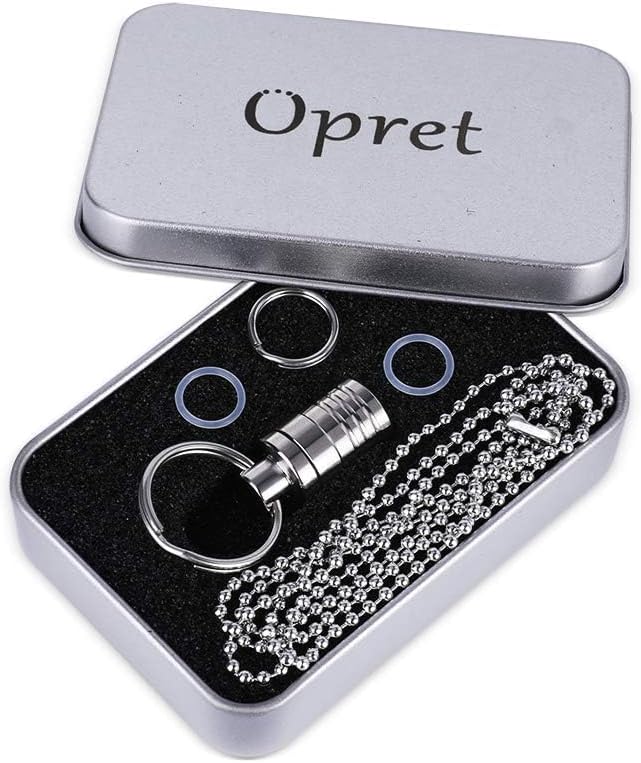 Micro Pill Holder with Keychain Necklace, Opret Titanium Pill Container for Travel Purse Pocket, Waterproof Pill Case for Emergency Aspirin & Nitroglycerin, Pill Necklace for Women and Men