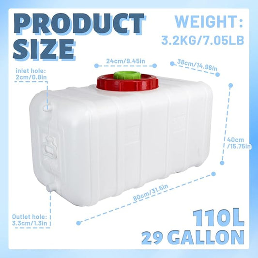 29 Gallon Potable Water Storage Containers Long Term,Water Tank with Spout Kit,Portable Water Storage Barrel for Outdoor Camping,Picnicking, RV and Household Water Use