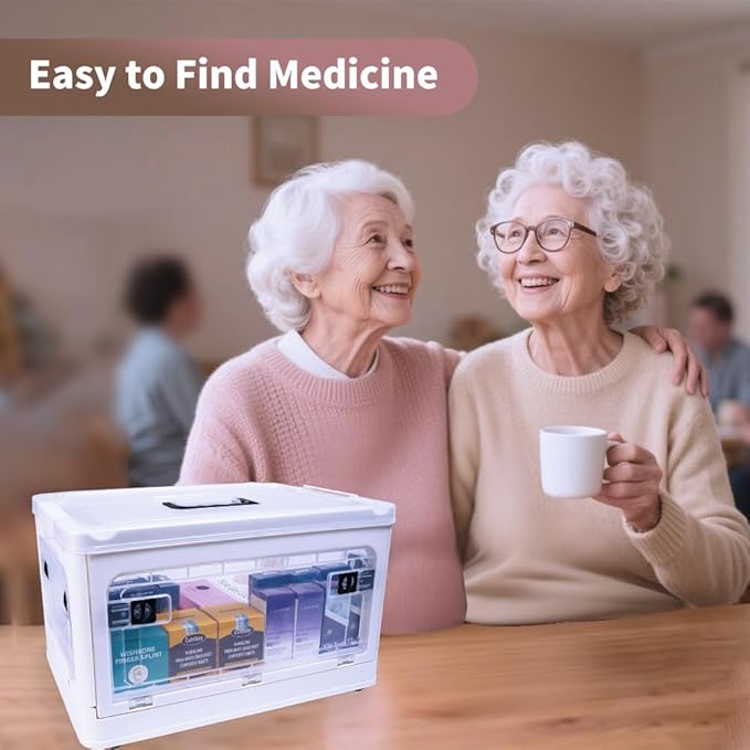20QT Medicine Organizer Box - Medicine Storage Containers,Medicine Box with Handles Transparent Medicine Containers, Suitable for Home and Office