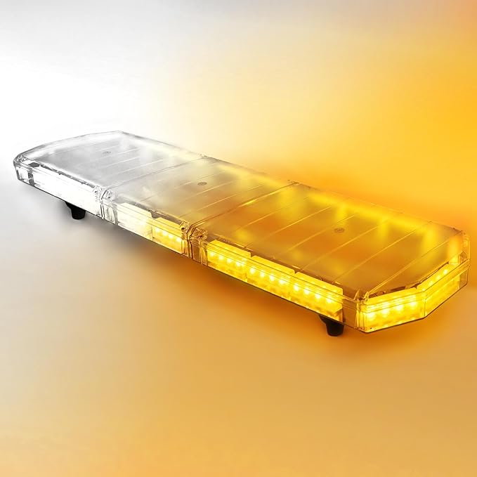 48 Inch Amber White Emergency Light Bar 88 LED Super Bright Rooftop Strobe Lights Waterproof Hazard Warning Roof Top Flashing Light Bar for Tow Truck Snowplow Construction Vehicle (DC 12-24V)