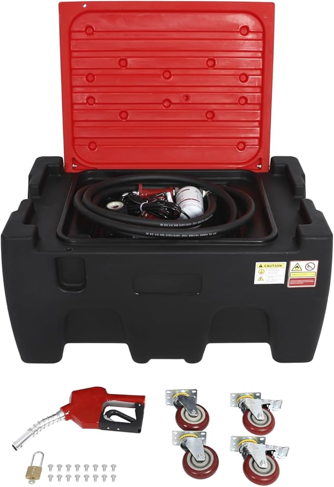 Portable Diesel Tank,40Gallon Portable Fuel Tank with 12V Electric Transfer Pump & 10GPM Flow Rate,Auto Fueling Nozzle,PE Diesel Transfer Tank with Filter for Easy Gasoline Diesel Transportation
