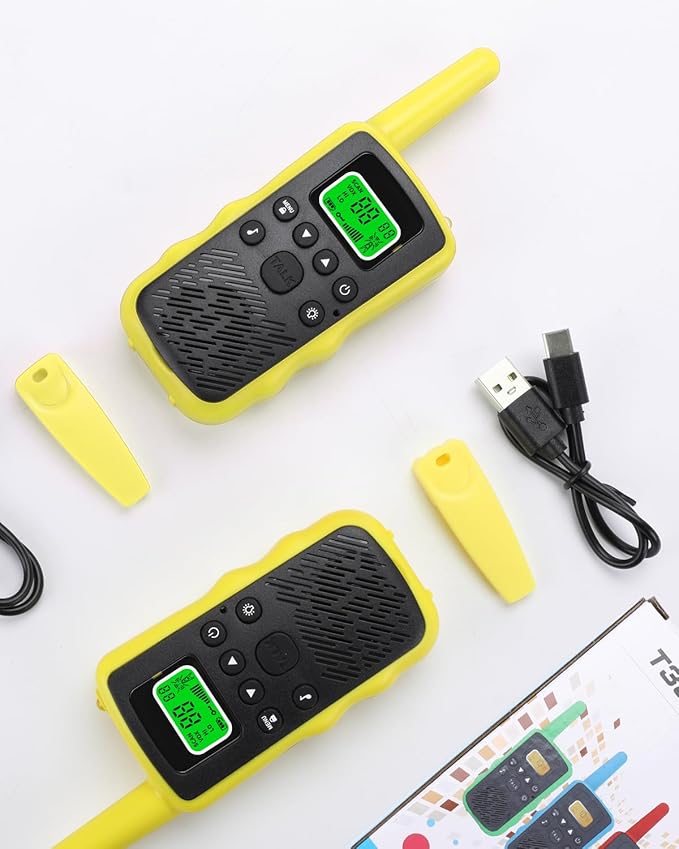 Walkie Talkies Long Range for Adult Kids, Rechargeable 2 Way Radio 22 FRS Channels with LED Flashlight USB-C Cable Li-ion Battery, Handheld Walky Talky VOX for Camping Hiking - 2 Pack