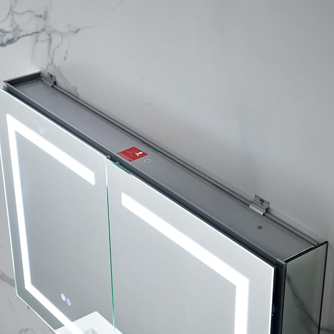 Blossom 40x26 LED Lighted Bathroom Medicine Mirror Cabinet, Recessed/Surface Mount with Anti-Fog, Dimmable, 3 Color Light, Lighted Medicine Cabinet Mirror for Storage & Makeup, Wall Mounted