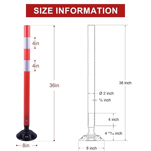 36 Inch Heavy Duty Traffic Cones 8-Pack with Spring Base - OrangeStar Reflective Safety Cones for Construction Zones, Highways, Parking Lots - Orange Road Delineators