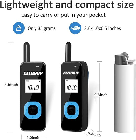T-M1 Super Mini Walkie Talkies with Headsets Portable Two Way Radio for Adults, Long Range Walkie Talkie for Hotel, Outdoor Sport, Restaurants, Hospital,Supermarket,Hiking,Camping, 3 Pack