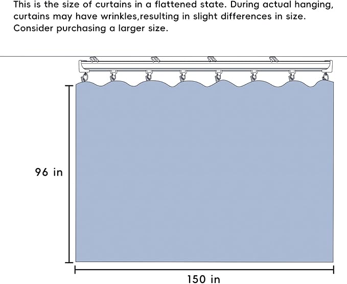 Room Divider Ceiling Mounted Curtains Track Sets Extra Wide Blackout Curtain Flexible Tracks for Bedroom Privacy Partition Separator, 1 Panel Light Grey Drape and White Rail, W12.5 x H8ft