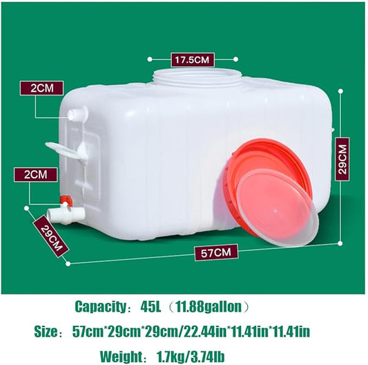 Food Grade Water Carrier 45L/75L/100L/200L Water Container Water Container with Faucet,Portable Water Storage Jug Perfect for Outdoors Camping Hiking Emergency(Size:45L/11.88gal)